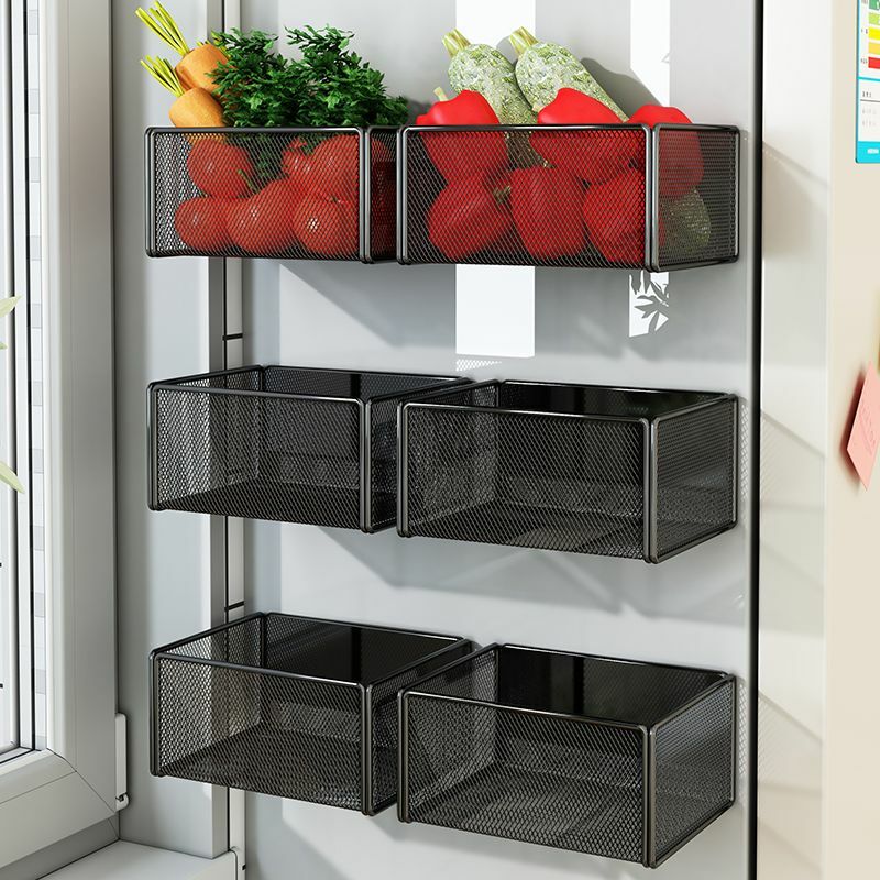 Household Wall Hanging Basket Kitchen Magnetic Attraction Storage Rack Refrigerator Magnetic Shelf Living Room Summary Holder