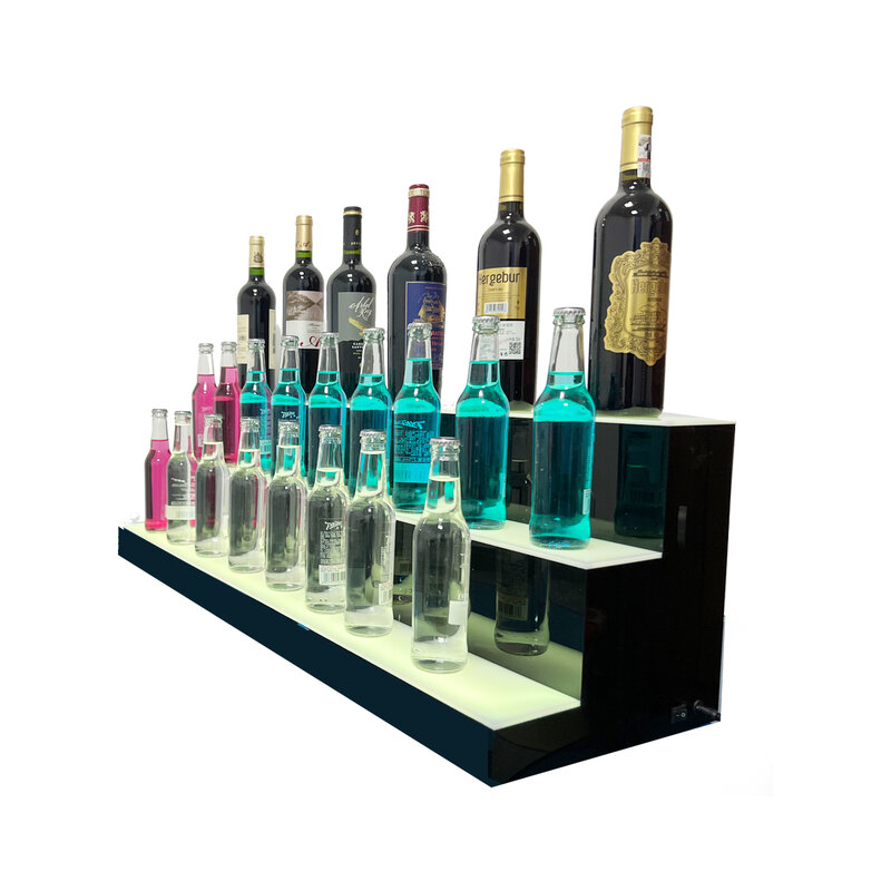 Prateleira de exibição de garrafa de licor, 39-Polegada prateleiras de barra de led para licor, 3-estágio 7 cores iluminado prateleira casa/barra comercial