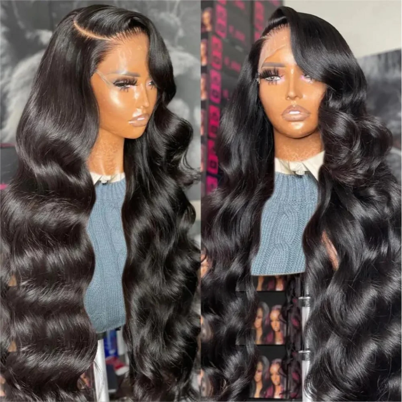 Perruque Lace Front Wig Body Wave naturelle, cheveux humains, 13x6, pre-plucked, sans colle