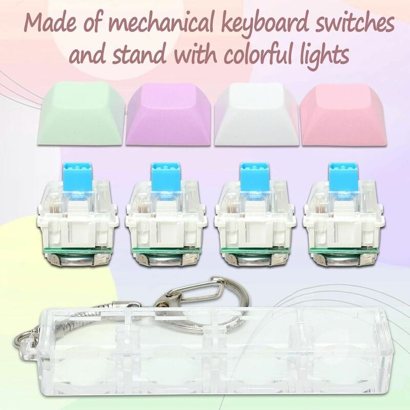Fun Toys Keyboard Clicker with LED Light Anxiety Decompression Stress Relief Keychain Fidget Sensory with Keychain