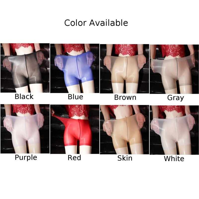 Women Sexy Transparent Underwear Oil Sheer Glossy Seamless Briefs Boxer Silky Smooth Panties Shorts Intimates Lingerie