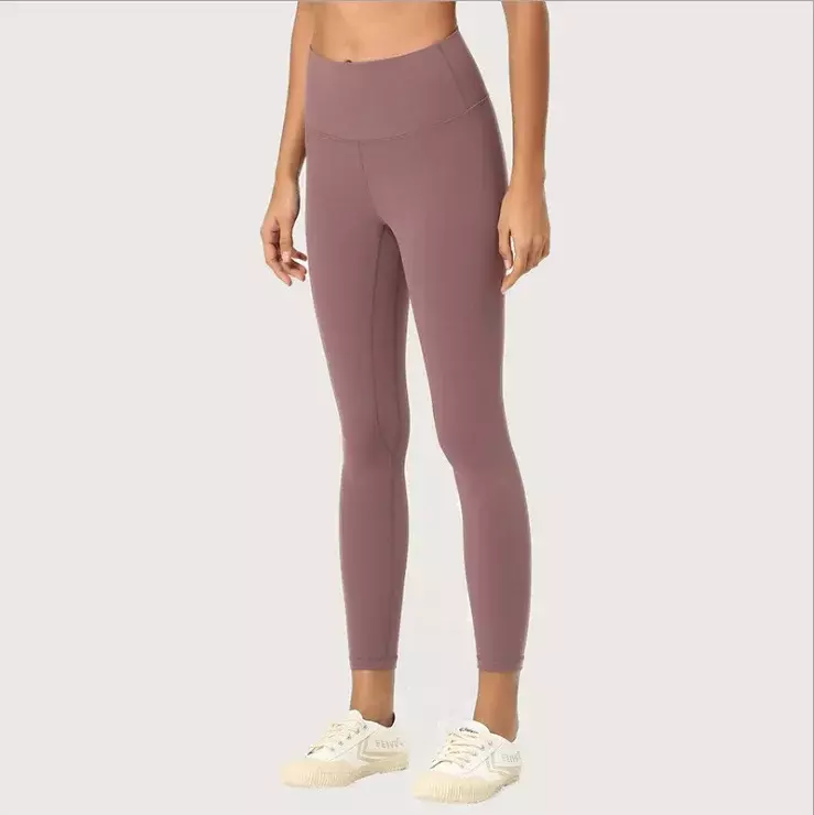 Celana Yoga pengamplasan dua sisi, celana Yoga telanjang ramah kulit, celana Yoga pinggang tinggi