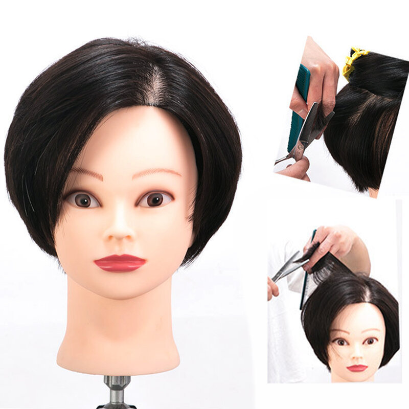 หัวจริง100% เส้นผมมนุษย์หัวหุ่นฝึก10-18นิ้ว Salon Hairdressing Practice สามารถตัดและย้อม