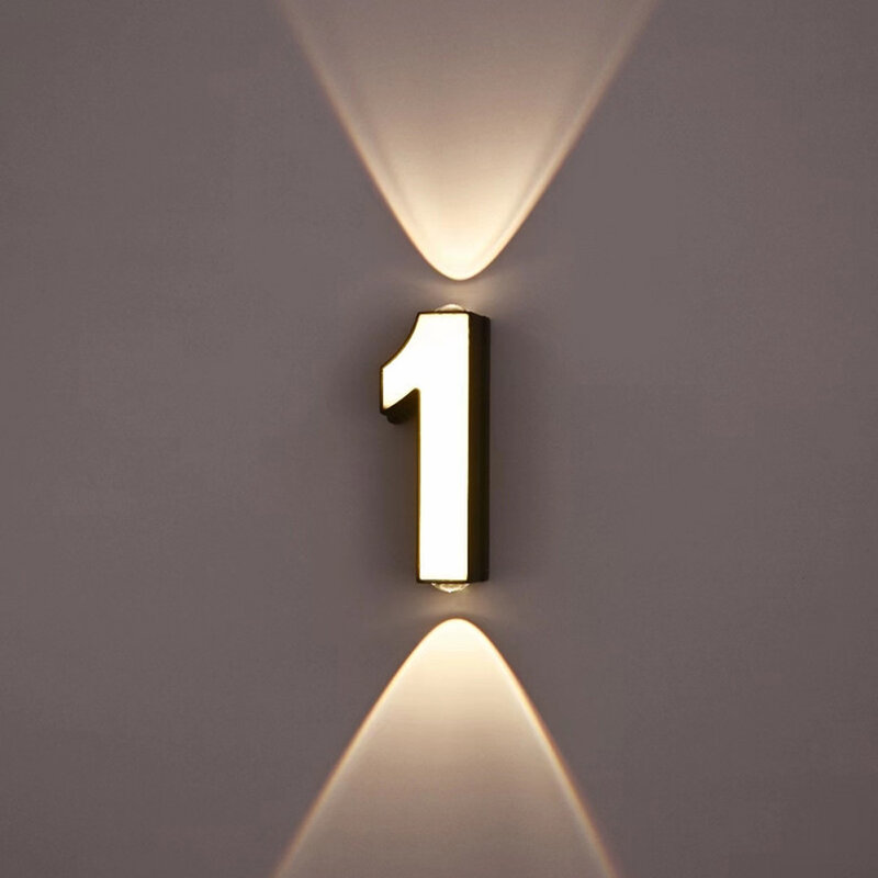 ไฟ LED สีอบอุ่นตัวเลข0-9ไฟติดผนังกลางแจ้งสวนระเบียงประตูสัญลักษณ์กลางแจ้งกันน้ำโคมไฟผนังกันน้ำ