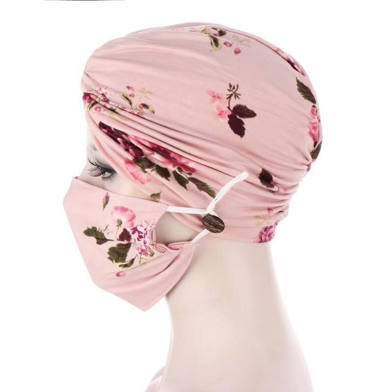 Turban musulman avec bouton latéral pour femme, chapeau de chimio, écharpe de tête ronde, écharpe de sauna