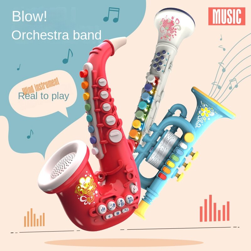Yy sassofono giocattolo a corno piccolo per bambini che suona strumento musicale che suona la prima educazione del flauto