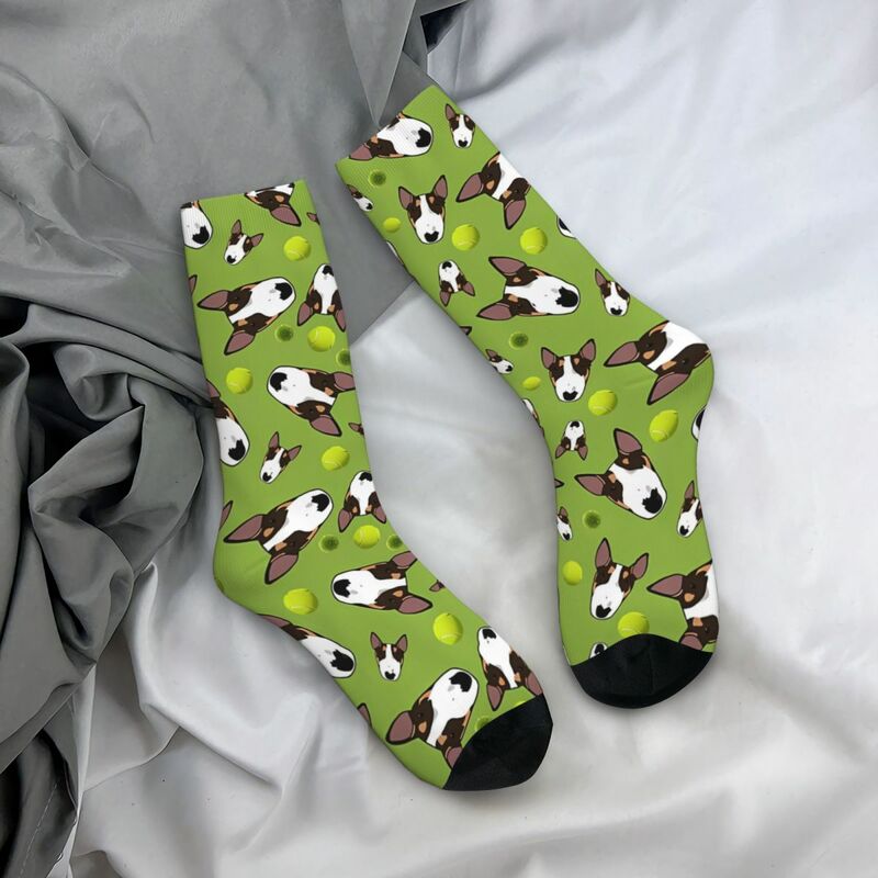 Retro rucybrown kaus kaki pria Bull Terrier anjing peliharaan uniseks baru mulus dicetak hadiah kaus kaki kru bahagia