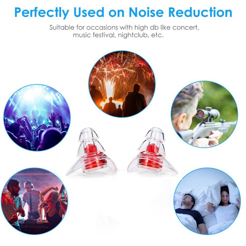 Noise Cancelling Hearing Protection Earplugs For Concerts Sleeping Bar DJ Motor Sports Reusable Silicone Ear Plugs