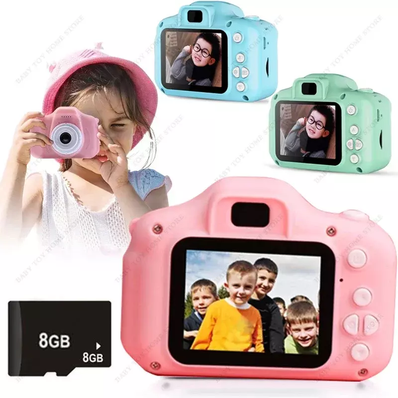 Children's Mini Camera Waterproof 1080P HD Video Toys 2 Inch Color Display Kids Cartoon Cute Outdoor  SLR  Toy Gifts