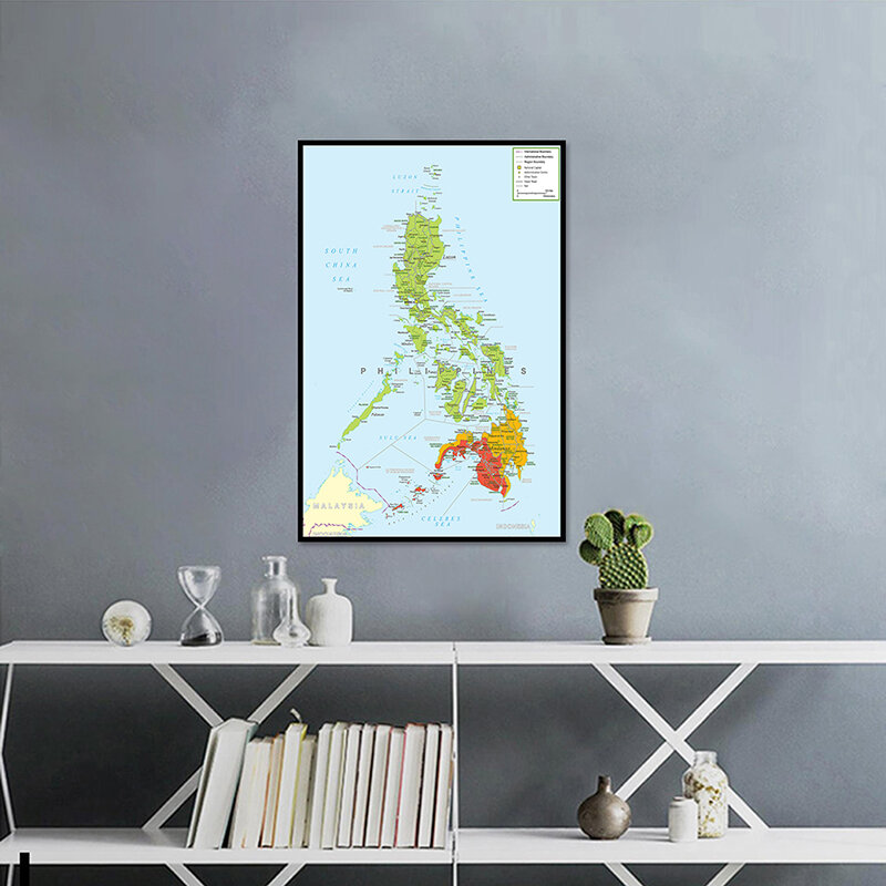 Póster decorativo de pared Mapa de Filipinas, pintura en lienzo sin marco, impresión artística, decoración del hogar, suministros escolares, 42x59cm
