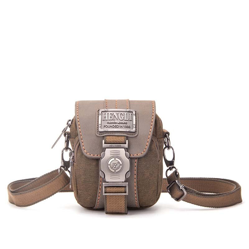 High-Quality Retro Canvas Small Bag Men Fashion Multi-Functional Pockets Leisure Travel Phone Bags Toolkit Vintage Package