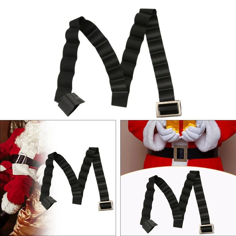 Sabuk kostum Natal Santa Klaus sabuk pinggang dekoratif dapat disesuaikan sabuk natal sabuk Santa Claus untuk Aksesori alat peraga foto