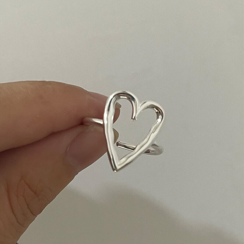 925 Sterling Silver Heart Wide Open Rings For Women Wedding Engagement Luxury Designer Jewelry Accessories Party Birthday Gift