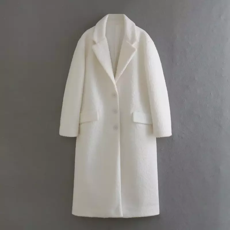 Новинка 2023, женское модное мягкое плюшевое текстурное свободное теплое длинное стильное пальто, винтажная женская верхняя одежда на пуговицах с длинным рукавом, шикарные топы