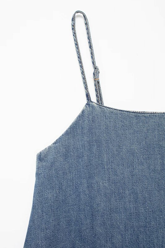 Женское джинсовое платье средней длины, повседневное свободное платье без рукавов в стиле ретро, 2024