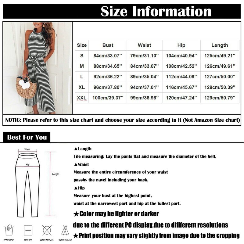 Women'S Summer New Jumpsuits Fashion Slim Fit Round Neck Sleeveless Tops Loose Wide Leg Striped Lace-Up Jumpsuit With Pockets