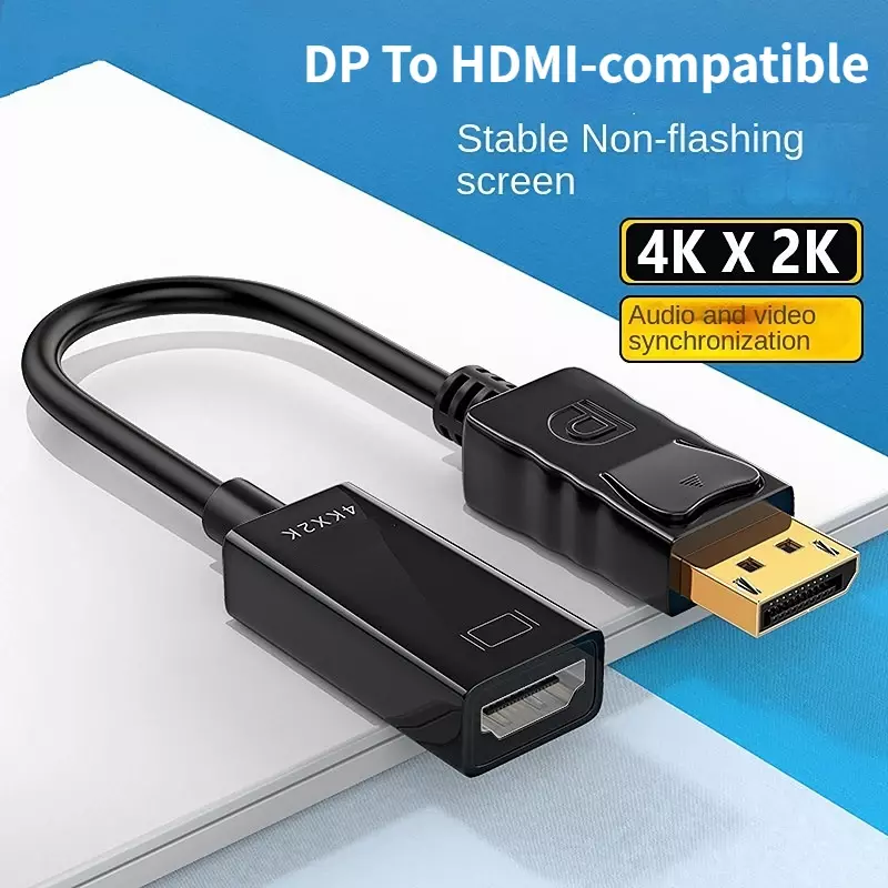 Cable de transferencia HD compatible con DP a HDMI, DisplayPort, carcasa pequeña, DP a HDMI, 4K, 60Hz