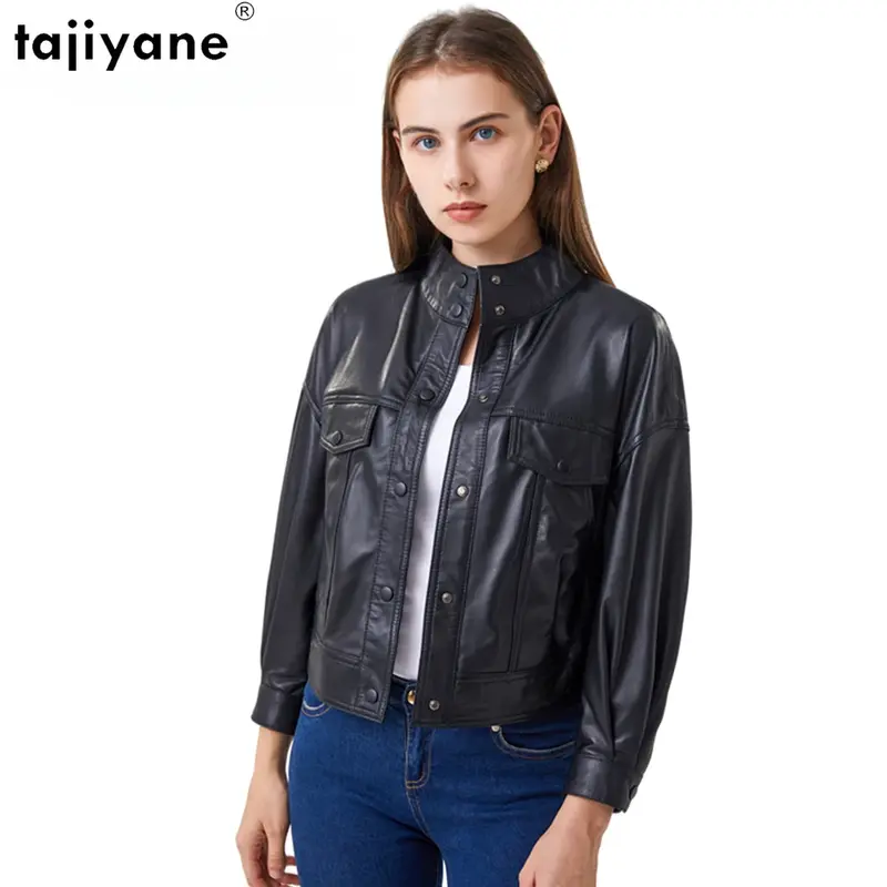 Tajiyane 100% Natural Sheepskin Пальто Женское Genuine Leather Women Casual Jacket Autumn 2023 Nine Quarter Real Suede Coat