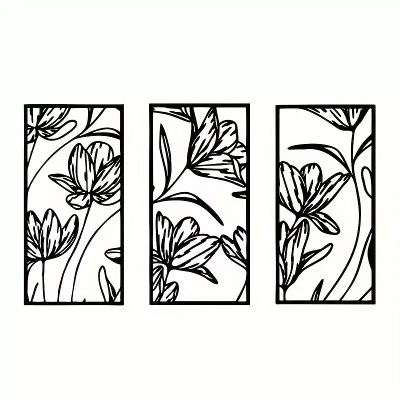 3 pcsmmodernin abstrakcyjny czarny metalowy rysunek kreskowy wiszący na ścianie, metalowe kwiaty wystrój ścian, minimalistyczny dekoracje ścienne do domu