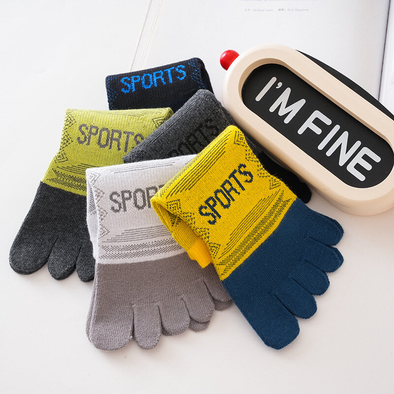 Calcetines deportivos de algodón para hombre, medias cortas de cinco dedos, protección de tobillo, absorbentes de sudor, para correr, primavera y otoño, 5 pares