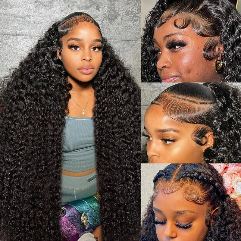 Loose Deep Wave HD 26 32 Inches Curly 180% Full 13x4 Lace Front Human Hair 13x6 Lace Frontal Wig Transparent Brazilian Remy Hair