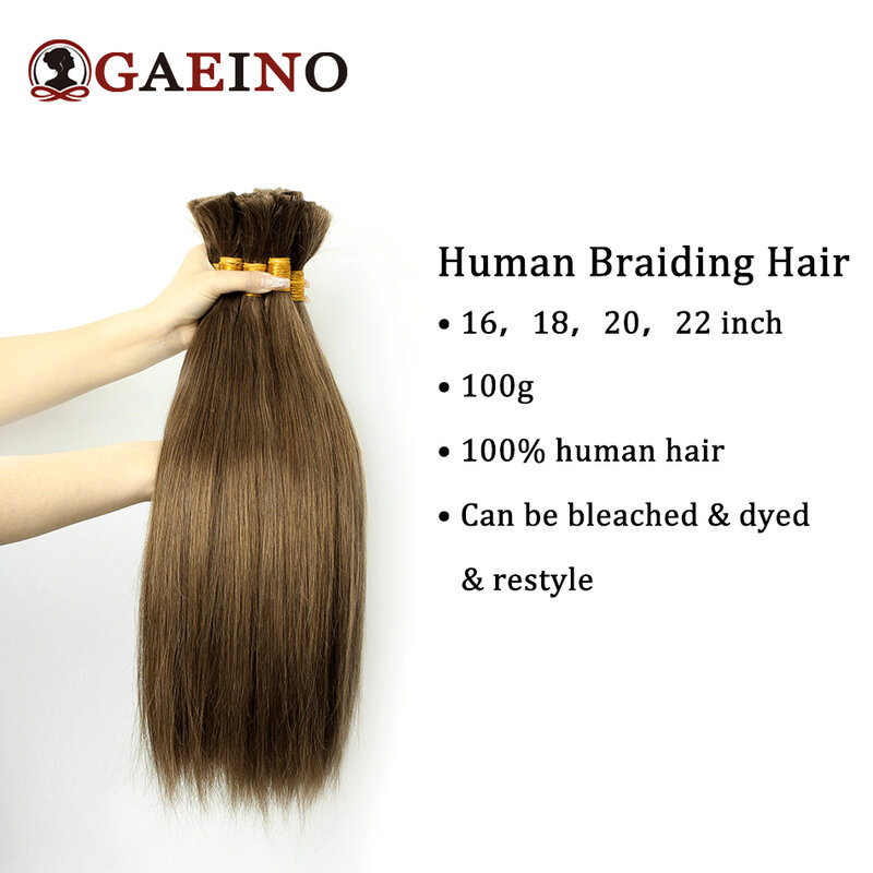 100 Grams Straight Human Hair Braiding Bulk Hair Extensions No Weft 100%Human Hair Bundles For Women Hair Extensions 16-28 Inch