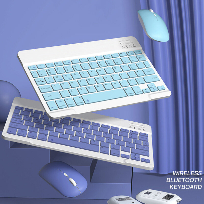 Teclado y ratón inalámbricos para iPad, juego de teclado y ratón Bluetooth recargable de 10 pulgadas para coreano, ruso, portugués, Árabe