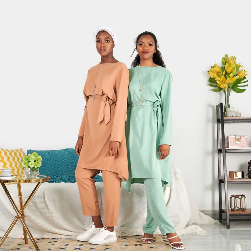 Moda damski komplet muzułmańskie Kimono Ramadan Dubai indyk Eid islamskie luźne wygodne zestawy dwuczęściowe kobiet outfifits