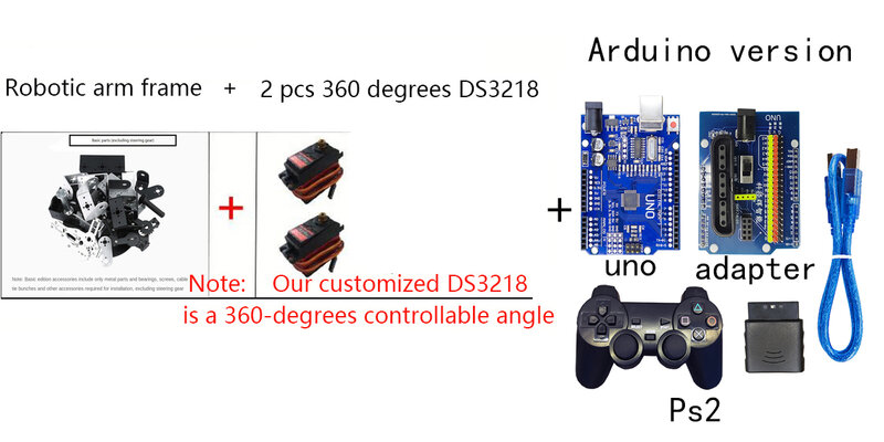 Mg996 2 Dof Roterende Robot Manipulator Metaallegering Mechanische Gimbal Kit Voor Arduino Robot Met Ps2 Controle Programmeerbare Diy Kit