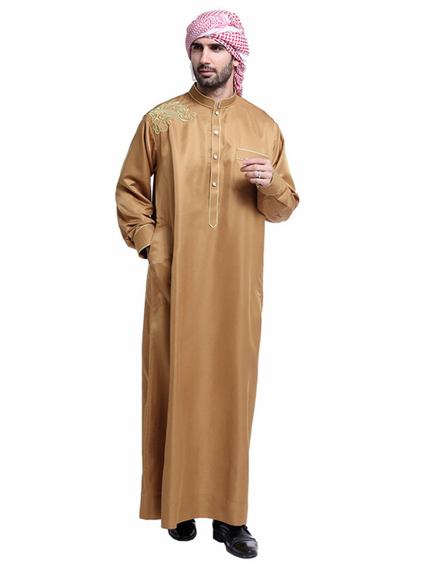 Túnicas musulmanas y árabes de Oriente Medio para hombre, ropa tradicional con bordado, fáciles de limpiar, para las cuatro estaciones, nuevas