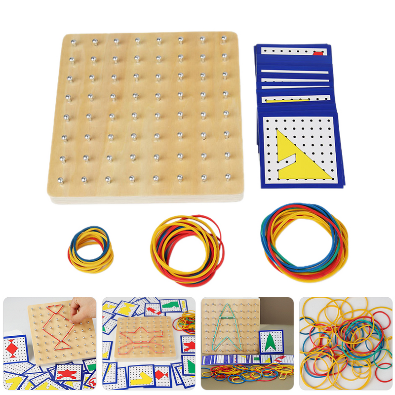 لوح ألغاز هندسي للأطفال ، Geoboard ، لعبة تعليمية هندسية رياضية ، مع أقلام تحديد