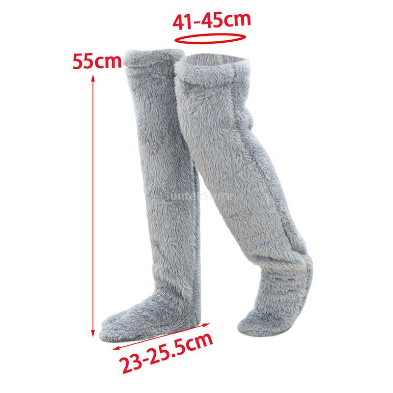 Stoking penghangat kaki berbulu penutup kaki hangat musim dingin kaus kaki rumah celana wol tebal penghangat kaki sandal kaus kaki panjang