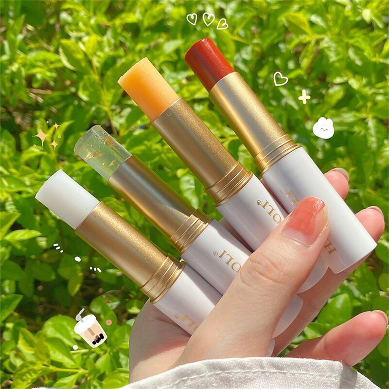 24K Gold Foil Moisturizing Color Changing Lipstick Colorless Carrot Extract Nourishing Care Hydrating Discolored Tinted Lip Balm