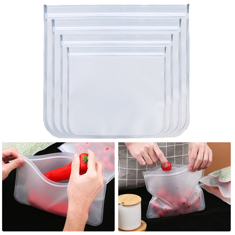 Bolsas de almacenamiento para mantenimiento fresco, bolsas selladas reutilizables a prueba de fugas para congelador, de grado alimenticio EVA, para ambiente alimentario