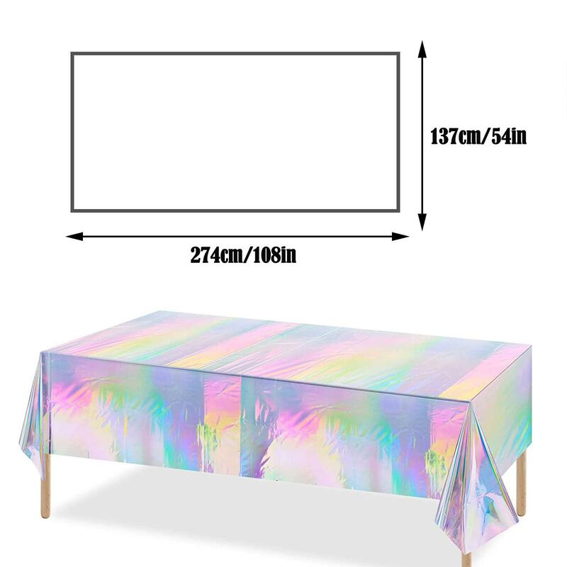Aluminum Foil Tablecloth Shiny Rainbow Black Rectangle Tablecloth Dining Table Cover for Wedding Party Banquet Decoration