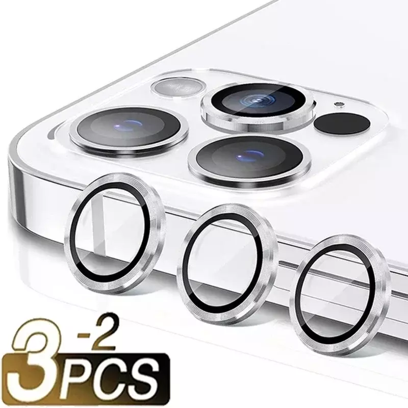 Luxury Camera Lens Protetor de Tela de Vidro, Lente Traseira, iPhone 14, 15, 13, 12, 11, 14 Pro Max, 3Pcs