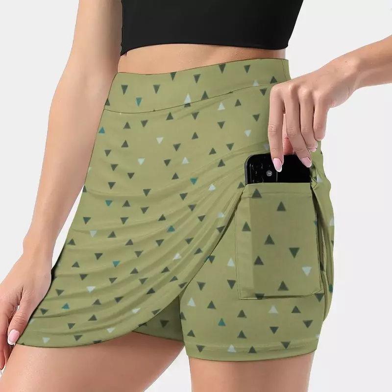 Down Up Olive Green Seaweed Turquoise Aqua Mint Women's skirt With Hide Pocket Tennis Skirt Golf Skirts Badminton