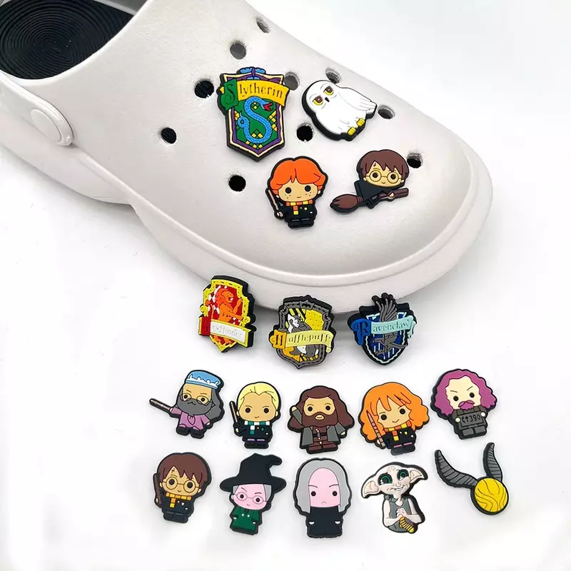 17Pcs/set Harrypotter Cartoon Kids Shoes Accessories PVC Buckle Decoration Fit for shoes Harry Potter Shoe Kid Gifts