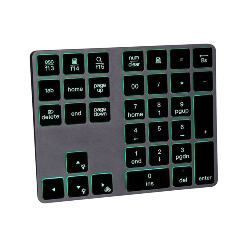 Teclado numérico Bluetooth con retroiluminación, teclado RGB recargable de 34 teclas, teclado numérico de aluminio para PC y portátil