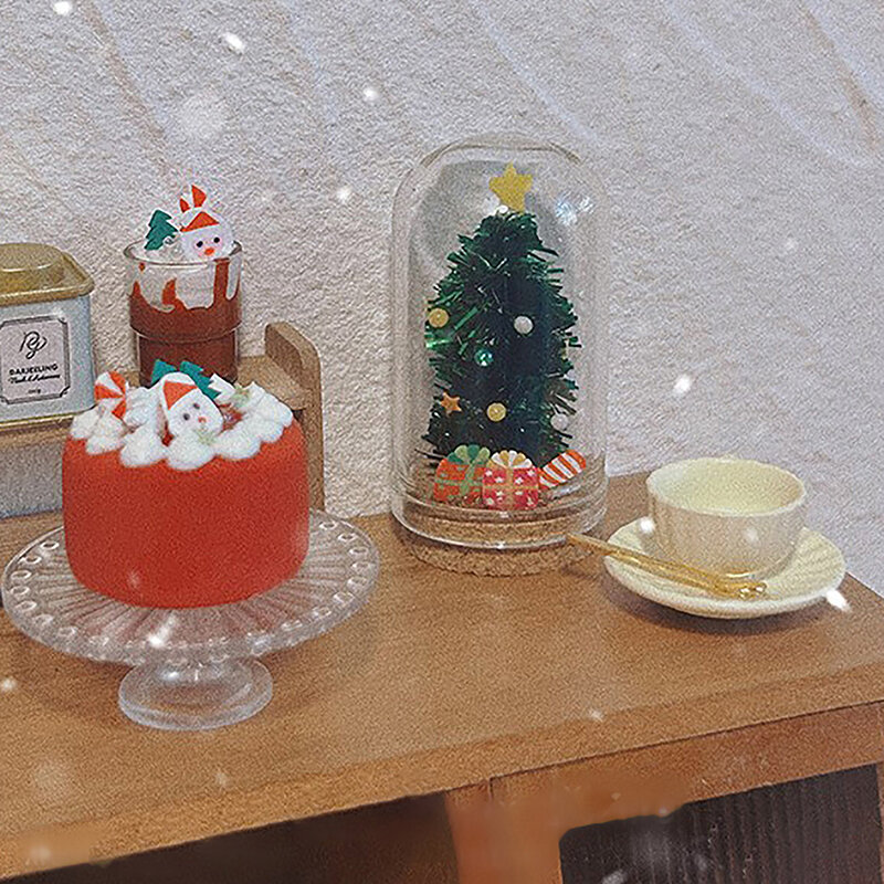 شجرة عيد الميلاد المزخرفة لبيت الدمية ، ألعاب مصغرة ، نماذج زخرفة الزجاج ، ديكور بيت الدمية ، الملحقات ، الهدايا ، من من من من