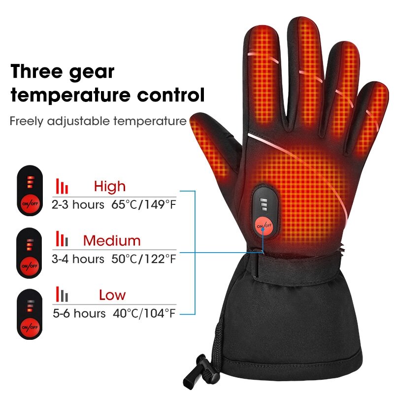 ถุงมือหนังให้ความอบอุ่นในฤดูหนาวถุงมือขี่มอเตอร์ไซค์, ถุงมือให้ความอบอุ่นปรับอุณหภูมิได้3ระดับ