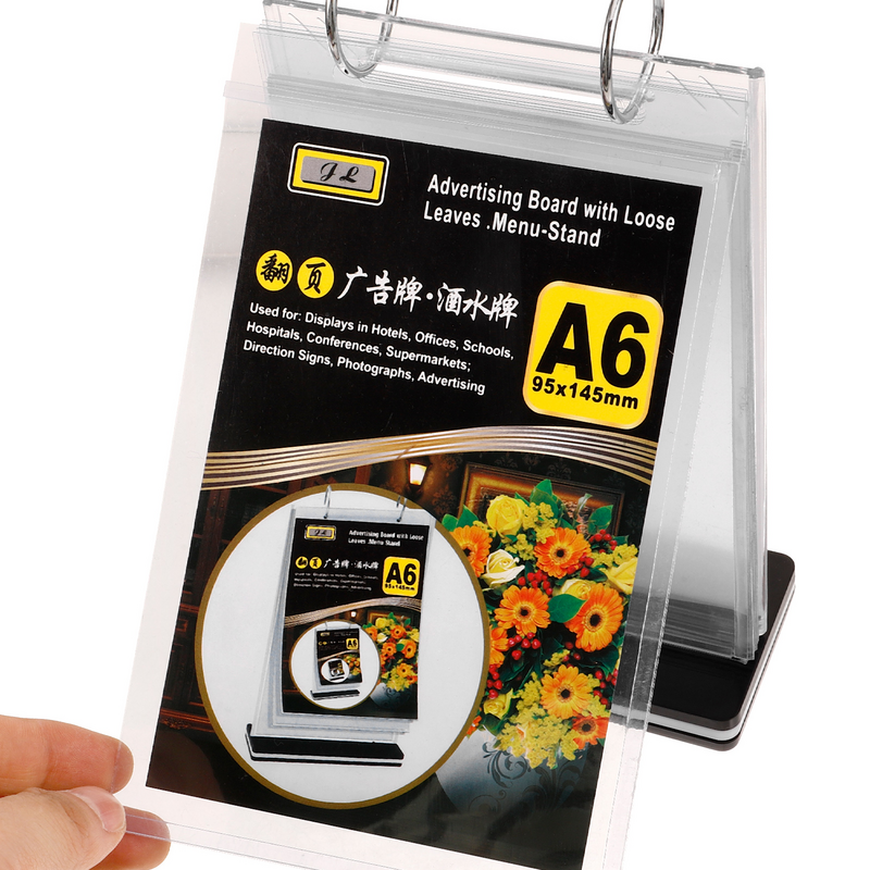 Flip Desktop Card supporto per cartello in acrilico supporto per Menu cartella in plastica prezzo trasparente espositore Base per supporto prezzo supermercato