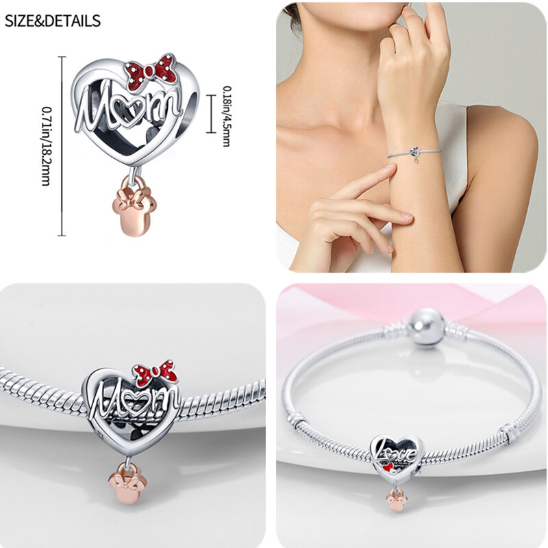 925 Sterling Silver Heart Shape Charms Beads Fit Original Pandora DIY Jewelry For Lover Mom Women Sister Best Valentine Gift