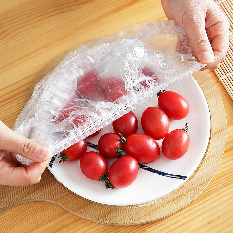 Cubierta desechable de plástico para alimentos, tapa elástica para frutas, cuencos, tazas, almacenamiento de cocina, bolsa de mantenimiento fresco