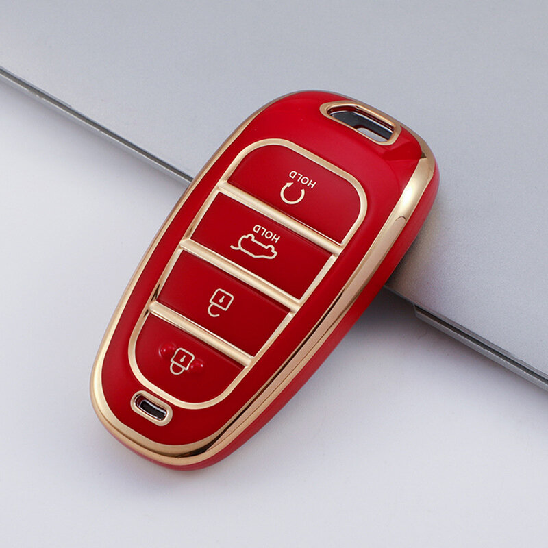 TPU Chìa Khóa Xe Ô Tô Túi Bao Vỏ Dành Cho Xe HYUNDAI Kona Santa Fe Địa Điểm Tổ Chức 4 Nút Điều Khiển Từ Xa Chìa Khóa Thông Minh Smart Key Fob Ốp Lưng bao Da Bảo Vệ