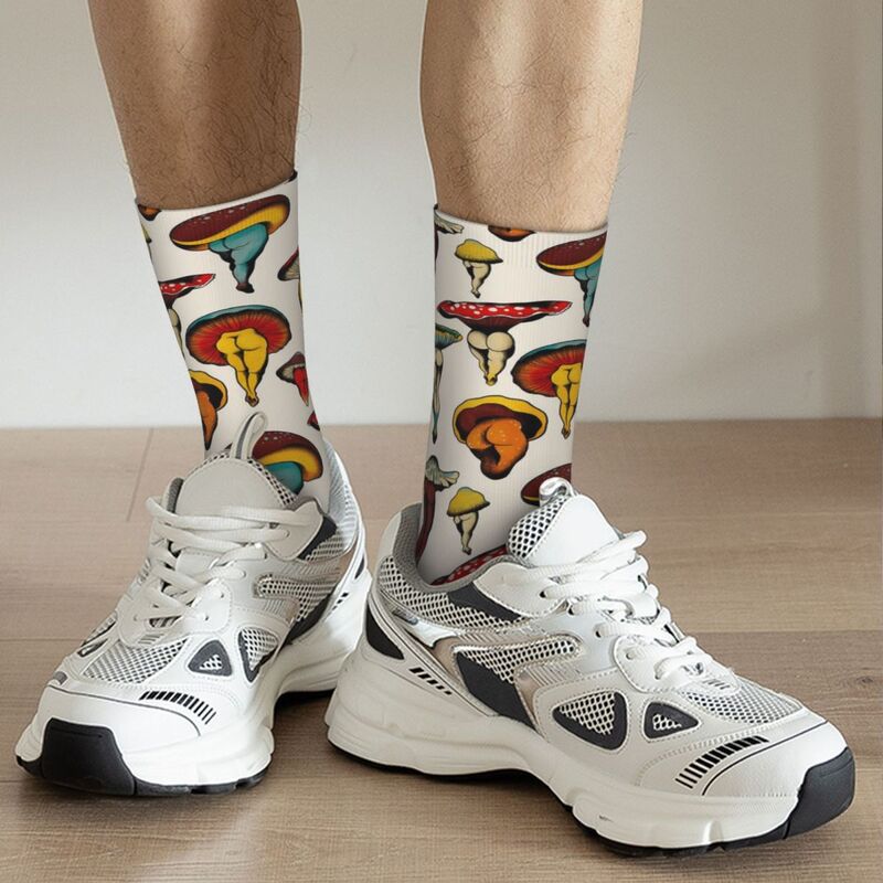 Сексуальные носки унисекс в виде грибов, беговые Веселые носки с 3D принтом, сумасшедшие носки в уличном стиле