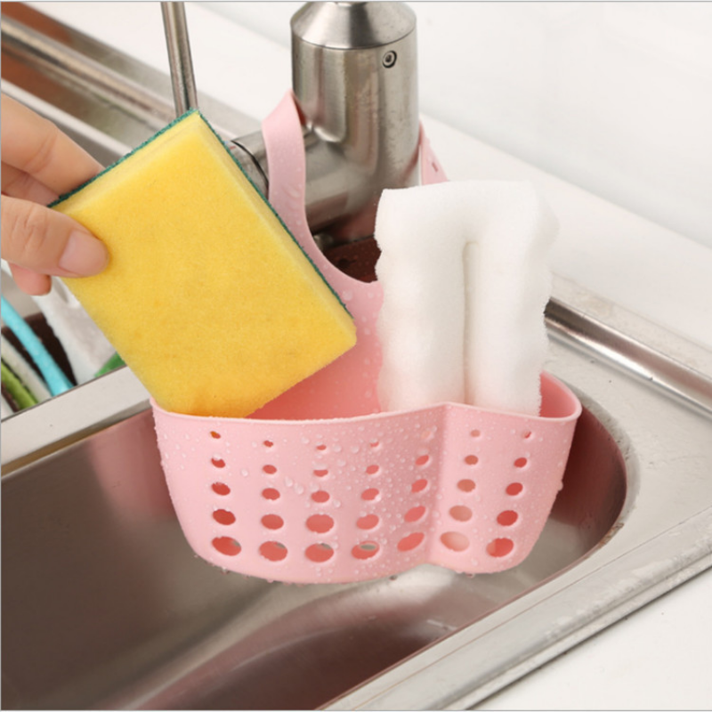 Home Storage Drain Basket Kitchen Sink Holder Adjustable Soap Sponge Shlf Hanging Drain Basket Bag Kitchen Accessories