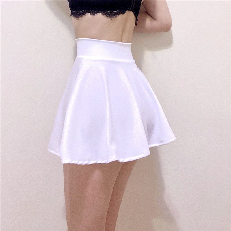Rok Mini mikro seksi untuk wanita rok pendek hitam dasar rok berlipat perempuan menari pinggang tinggi rok berlipat bentuk A