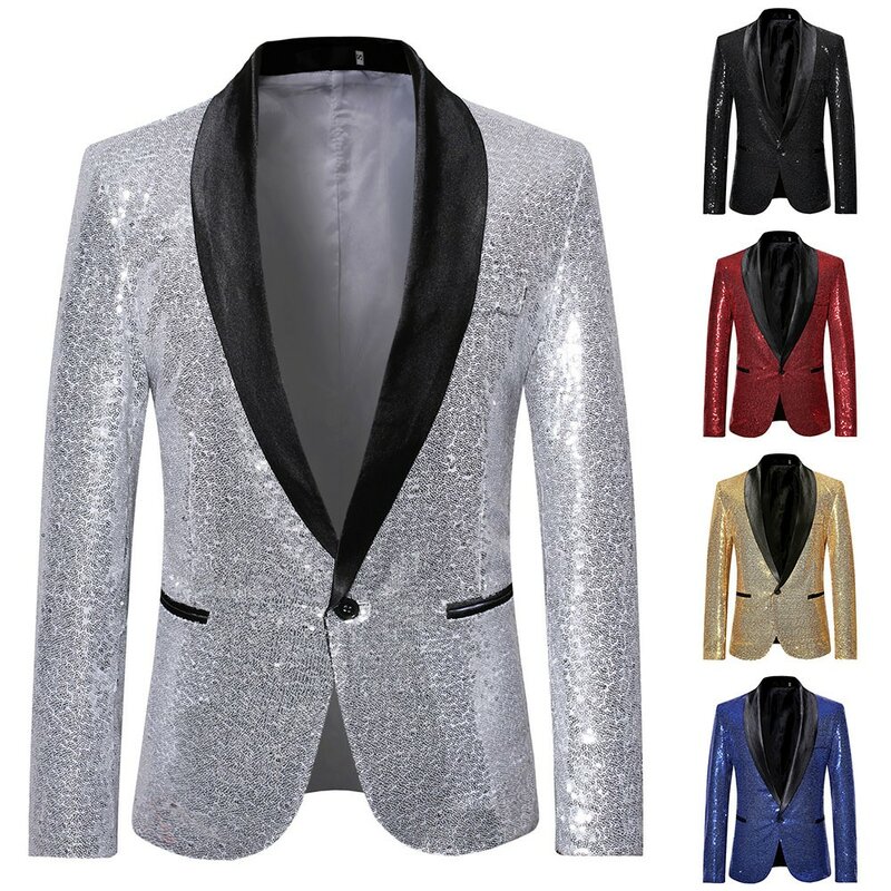 Brand New Coat Jacket Polyester Suit Coat 1pcs Blazer Bling Formal Wear Gentleman Glitter M/L/XL/2XL Performance