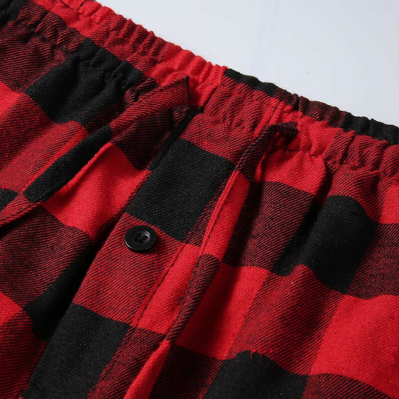 Męskie Pantalon Y2k casualowe spodnie elastyczne w kratę cienkie wygodne jesienno-zimowe spodnie od piżamy z luźnym szerokie spodnie nogi ze sznurkiem